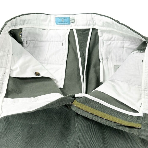 Castaway Nantucket Island Men's 35x34 Pinwale Corduroy Pants Stretch Green - Picture 6 of 8